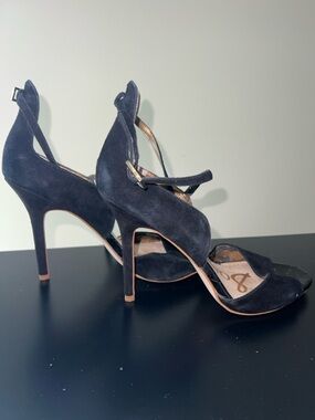 Sam Edelman Black Suede Strappy High Heels